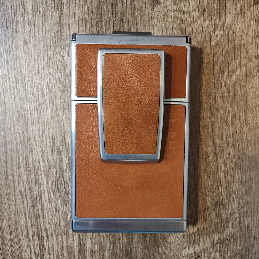 Polaroid SX-70 Land Camera Instant SLR Brown Tan Leather Folding Case Flash Bar